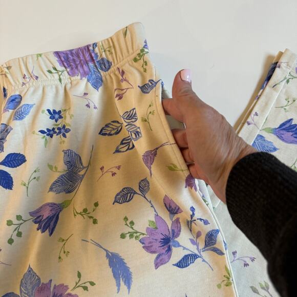 Appleseed's Two Piece Pajama Set Floral Lace Trim Size Medium Cotton Pants EUC - Picture 12 of 15